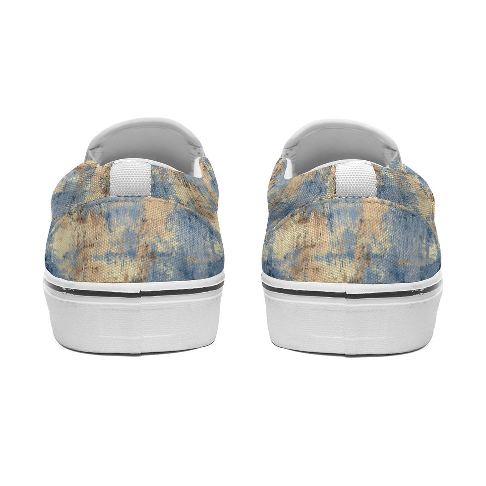 Thumbnail: Women's Slip On Sneakers Blue and Tan Grunge