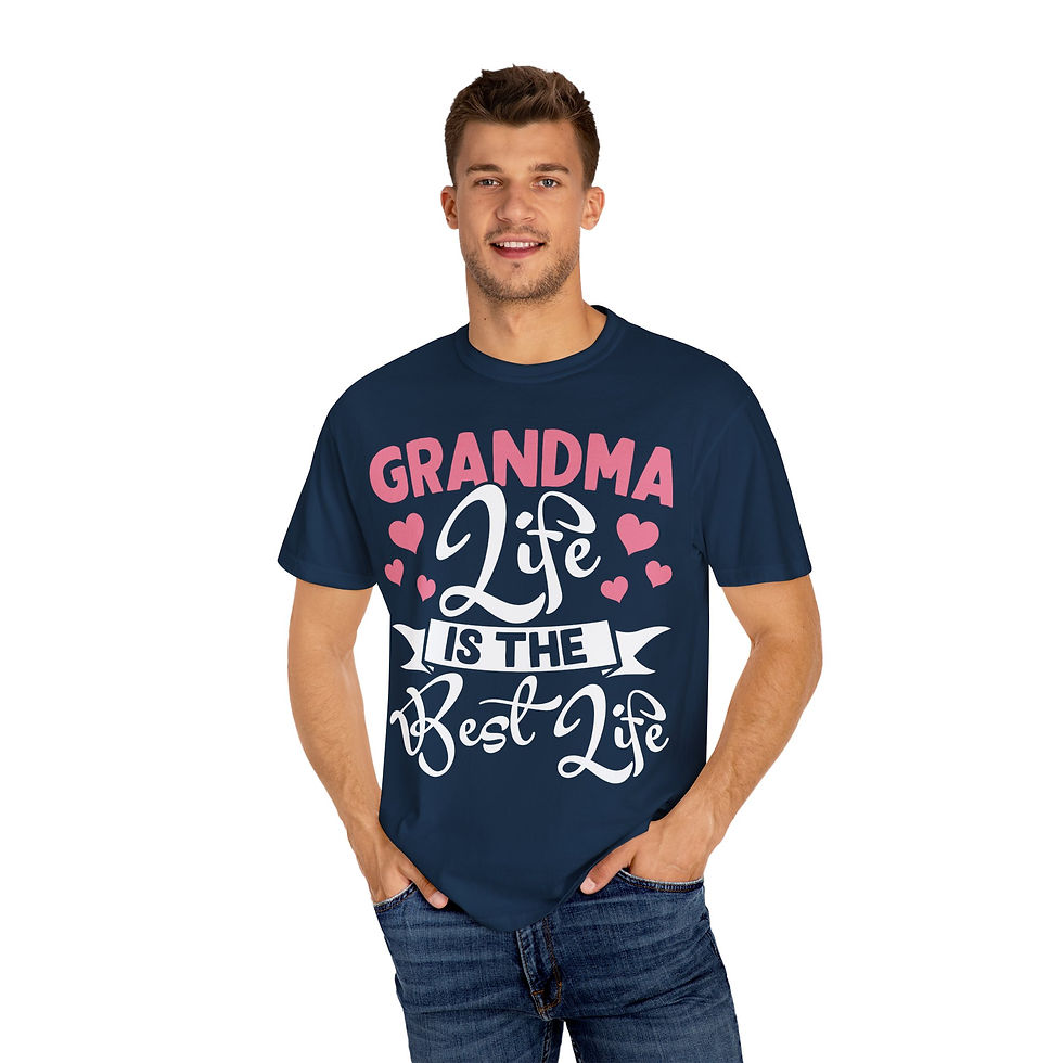 Thumbnail: Man wearing Grandma Life is the Best Life shirt with a smiling face.