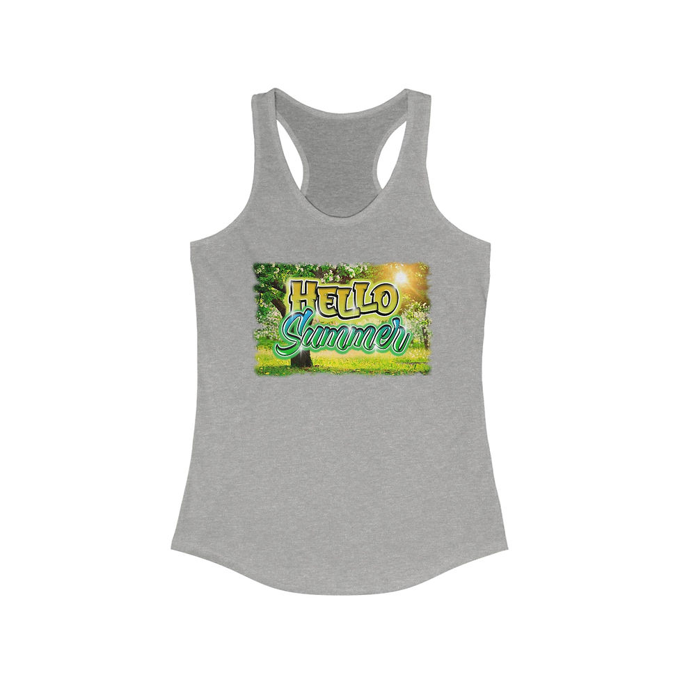 Thumbnail: Gray tank top with "HELLO SUMMER" text, sunny background and graphics.