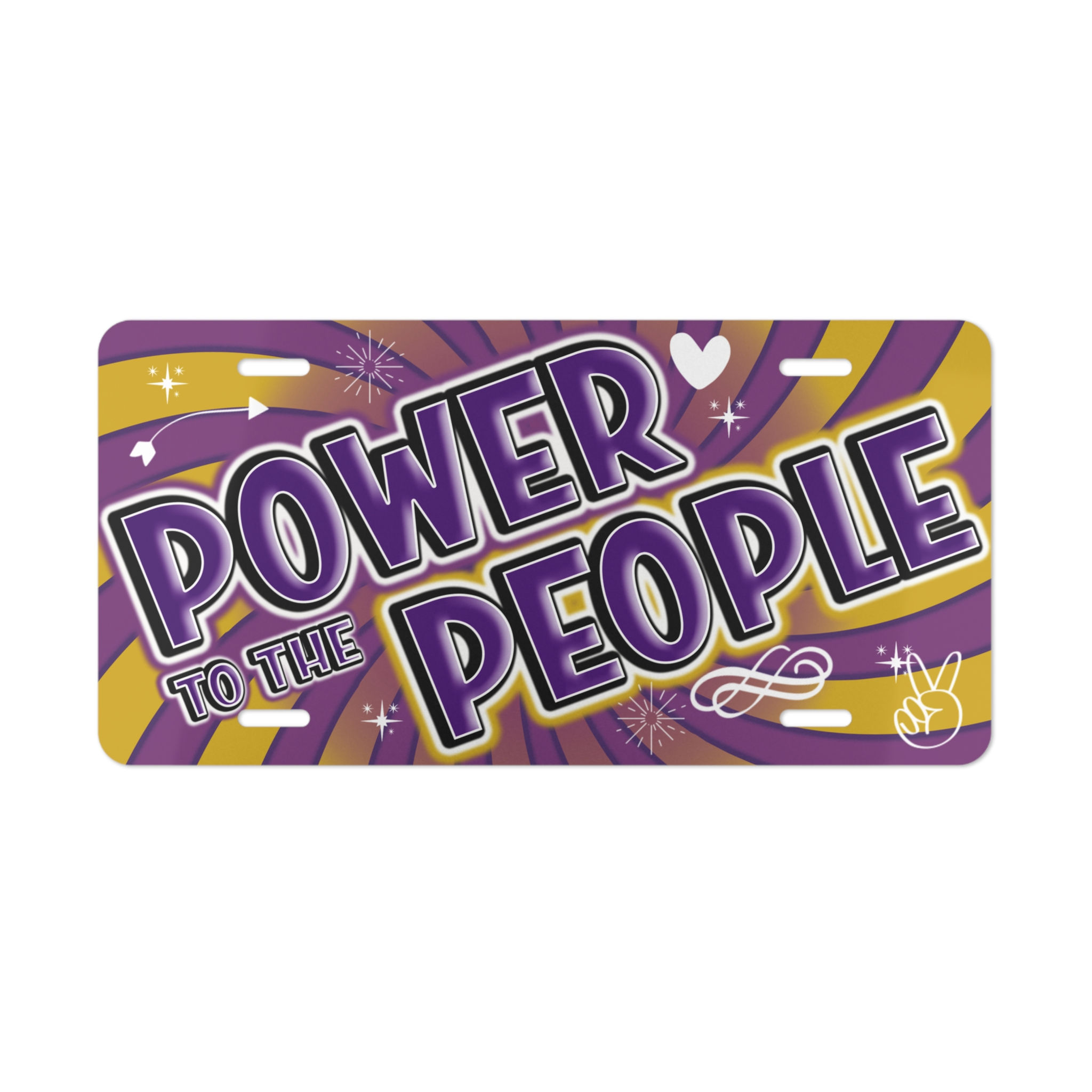 Power to the People Vanity Plate – Bold Purple & Gold License Plate