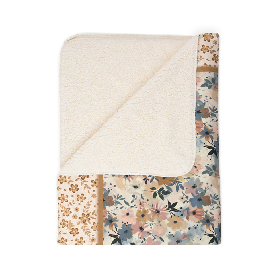 Thumbnail: Garden of Gold and Blue - Fleece Sherpa Blanket