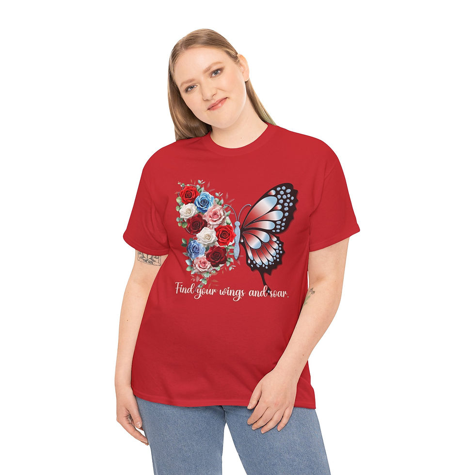Thumbnail: Butterfly Rose Tee — "Find your wings and soar" Floral Inspirational T-Shirt