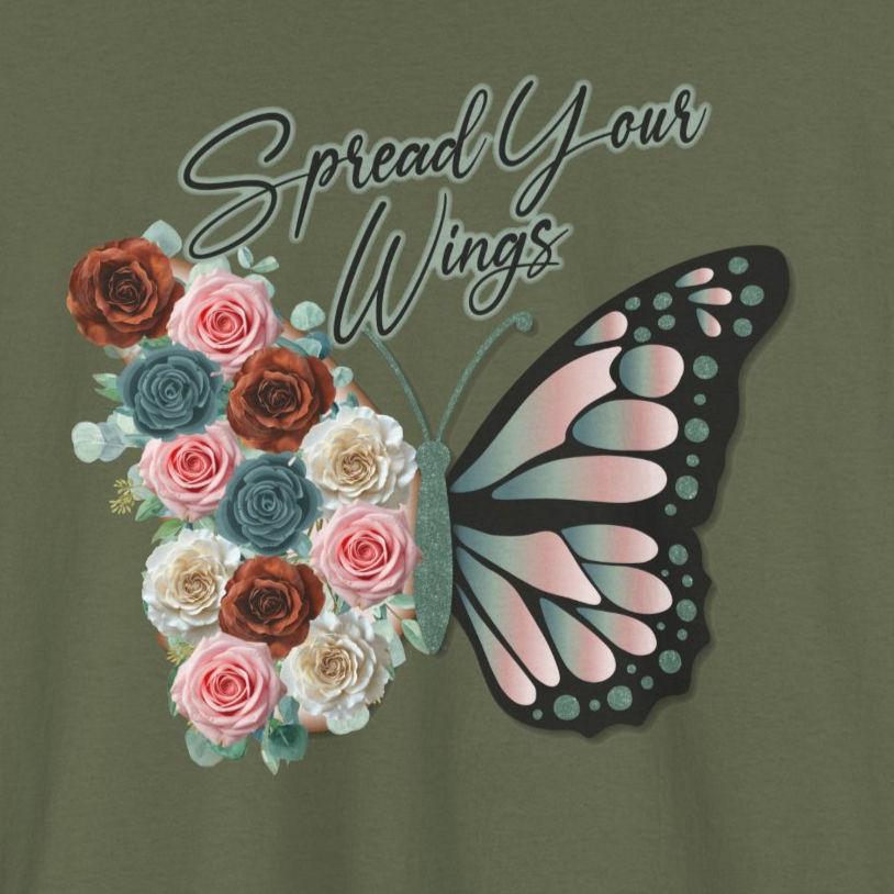 Spread Your Wings Butterfly Floral Tee — Inspirational Women’s Graphic T-Shirt