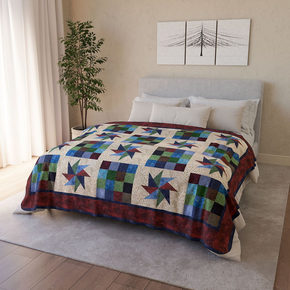 Burgundy Navy Pinwheels - Fleece Sherpa Blanket