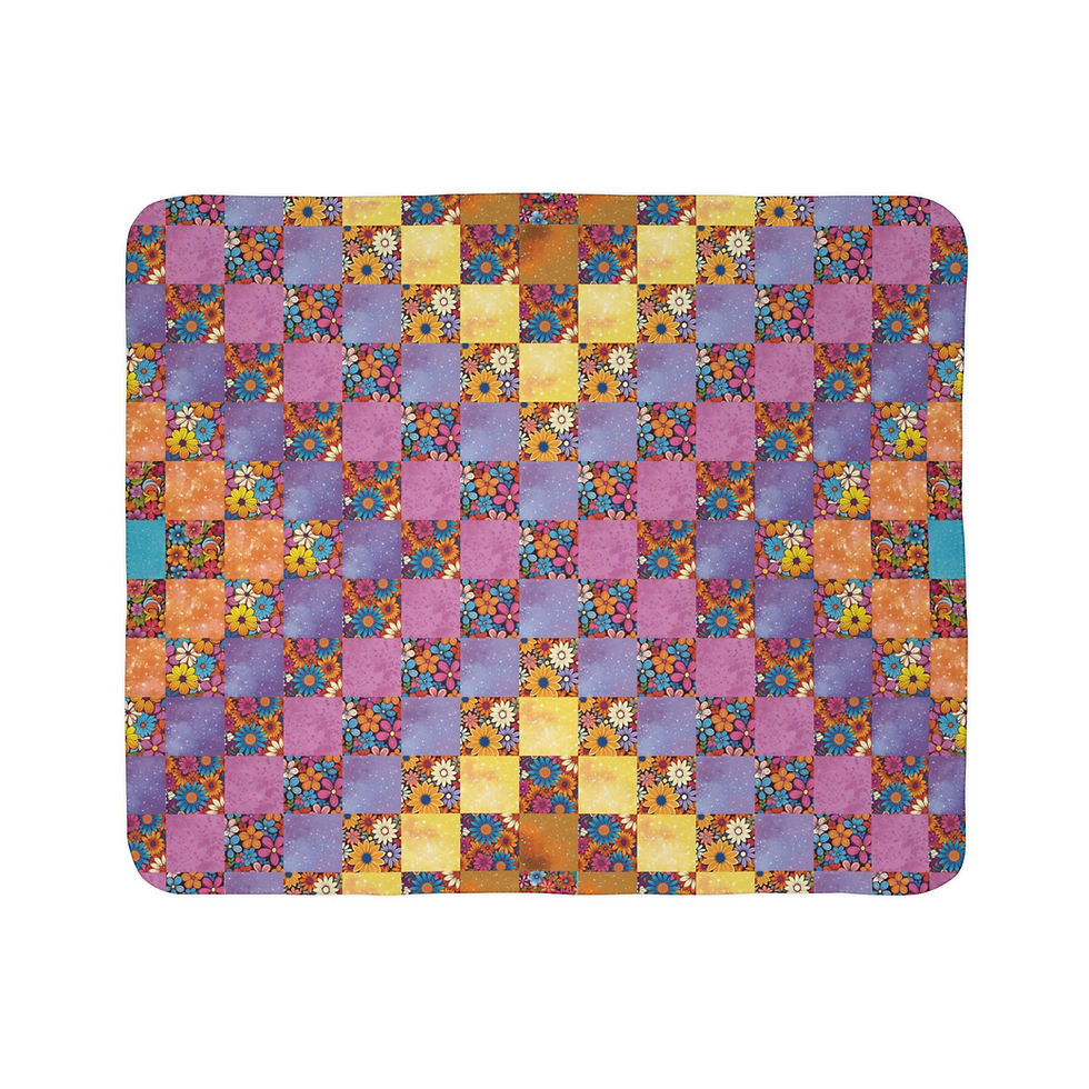 Thumbnail: Colorful woven pattern blanket background with Wine Green Bee Hexagons - Fleece Sherpa Blanket.