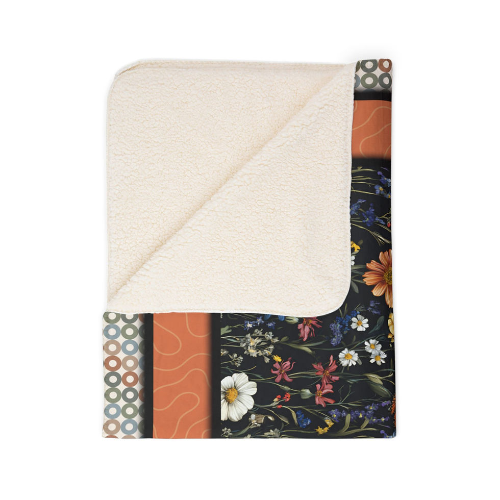 Thumbnail: Floral design Fall Flower Garden 80x60 - Fleece Sherpa Blanket on a white background.