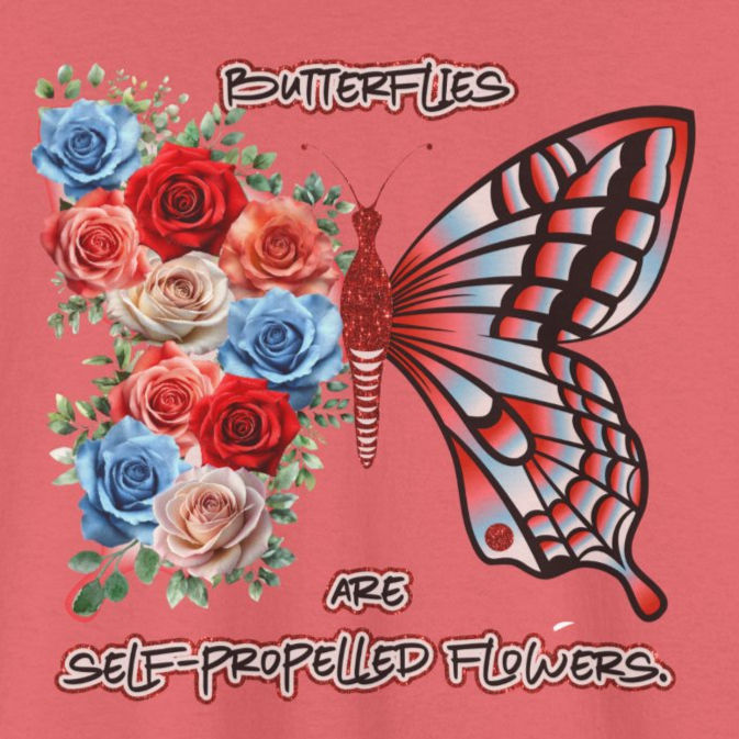 Star Spangled Floral Butterfly Graphic T-Shirt