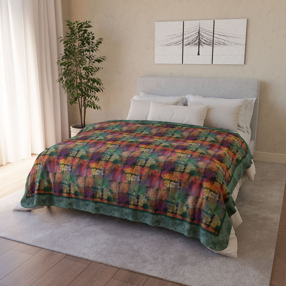 Thumbnail: Tie-Dye Plaid Sherpa Blanket — Cozy Colorful Fleece Throw for Home, Fall & Gift