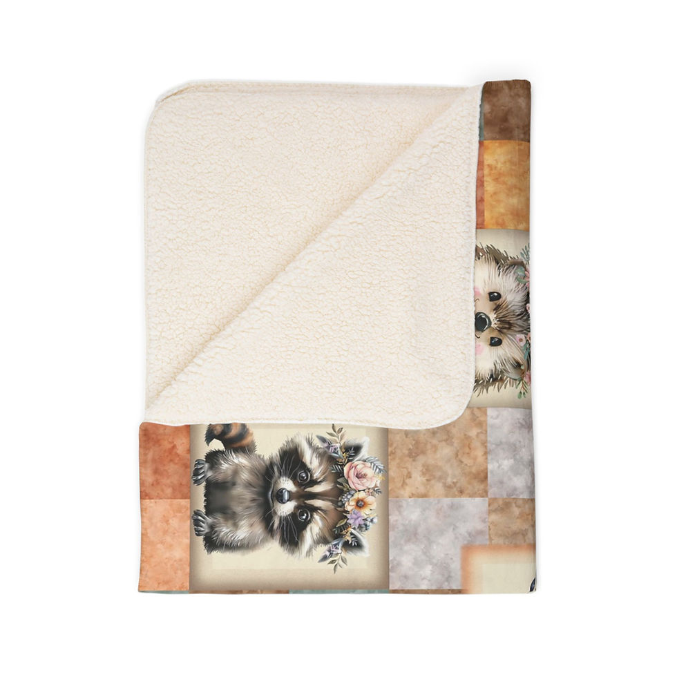 Thumbnail: Boho watercolor wildlife - Fleece Sherpa Blanket