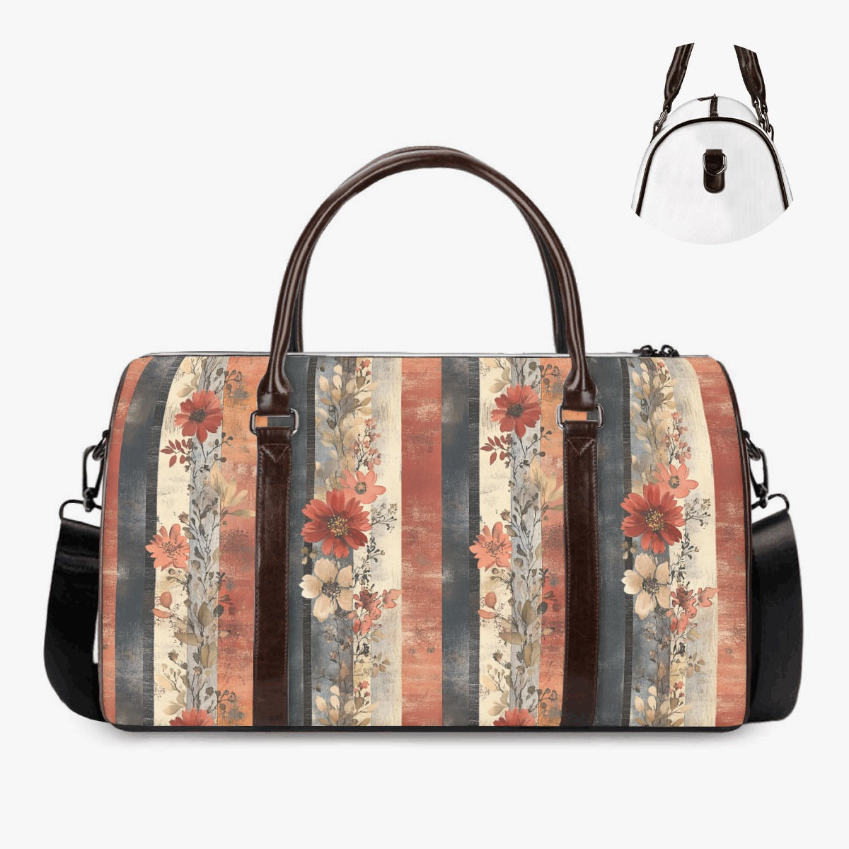 Duffle Bag with Rustic Boho Floral Pattern