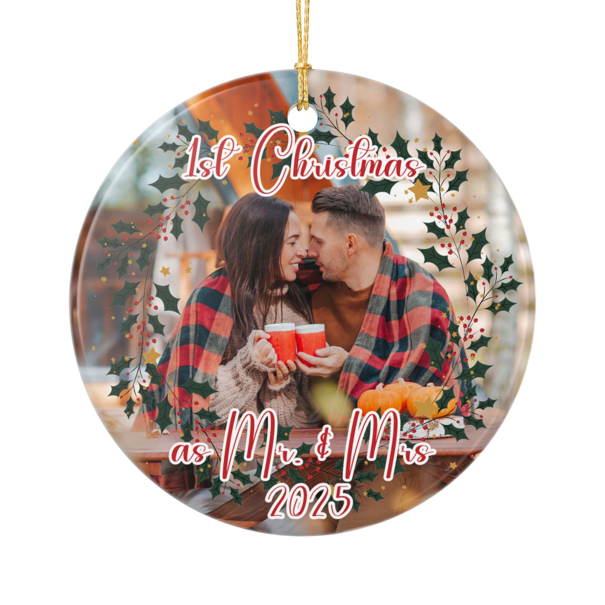 Couples 1st Christmas Ornament 2025 – Ceramic Holiday Keepsake