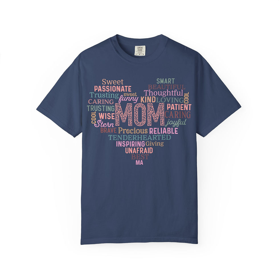 Thumbnail: Mom heart word cloud, Unisex Garment-Dyed T-shirt