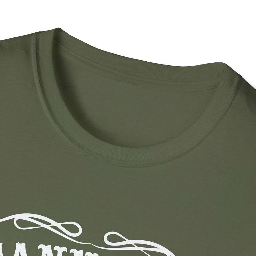 Thumbnail: Close-up of olive green t-shirt with visible text and design features.