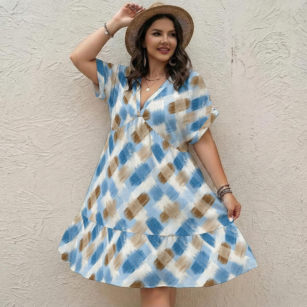 Thumbnail: AOP Women’s Beachy Paint V-Neck Short Sleeve Dress