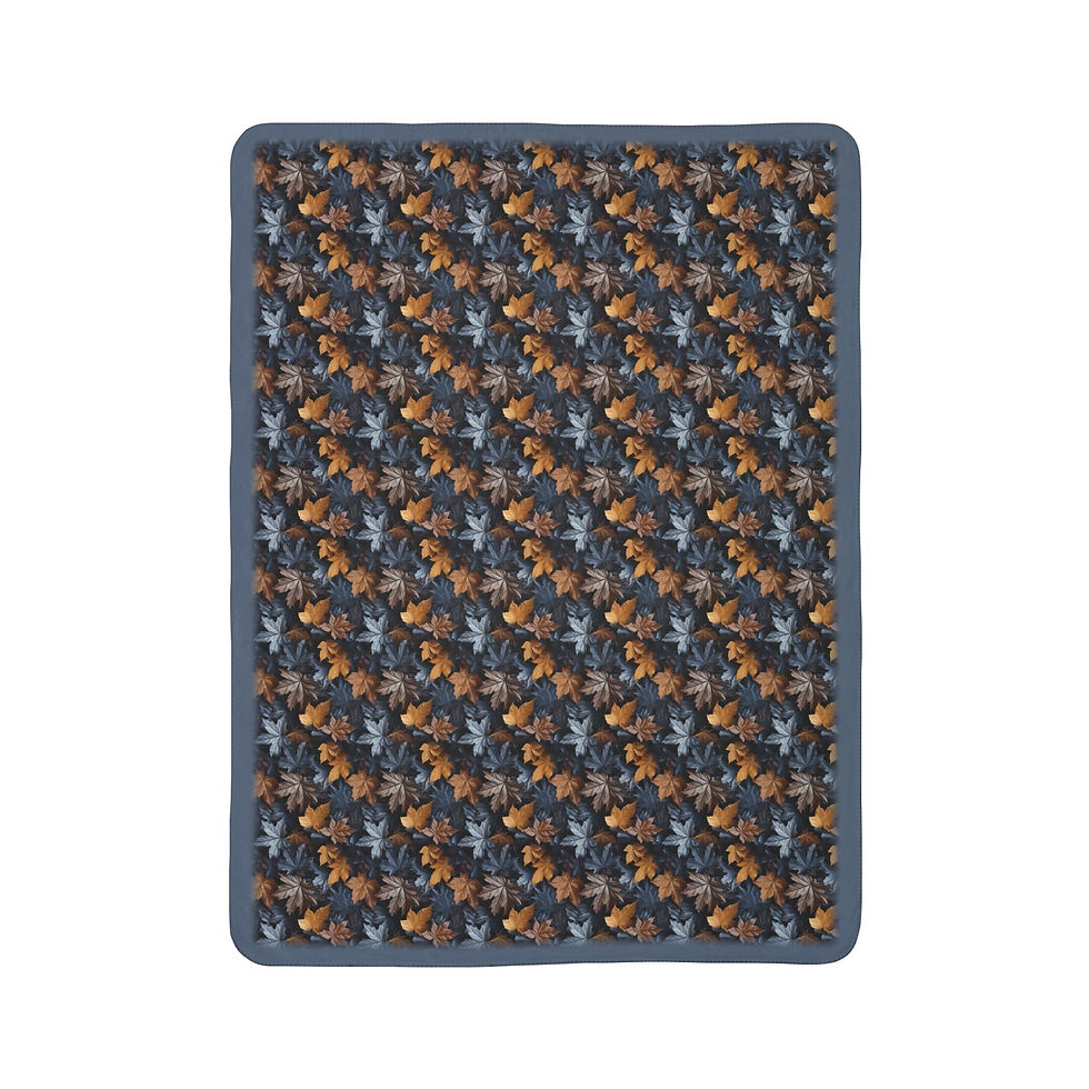 Thumbnail: Dark blue blanket with a repeating pattern and a simple border.