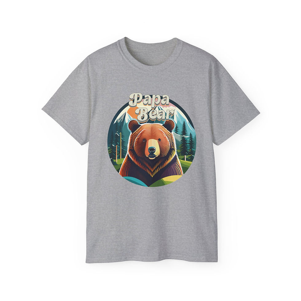 Thumbnail: Gray t-shirt with brown bear graphic, 