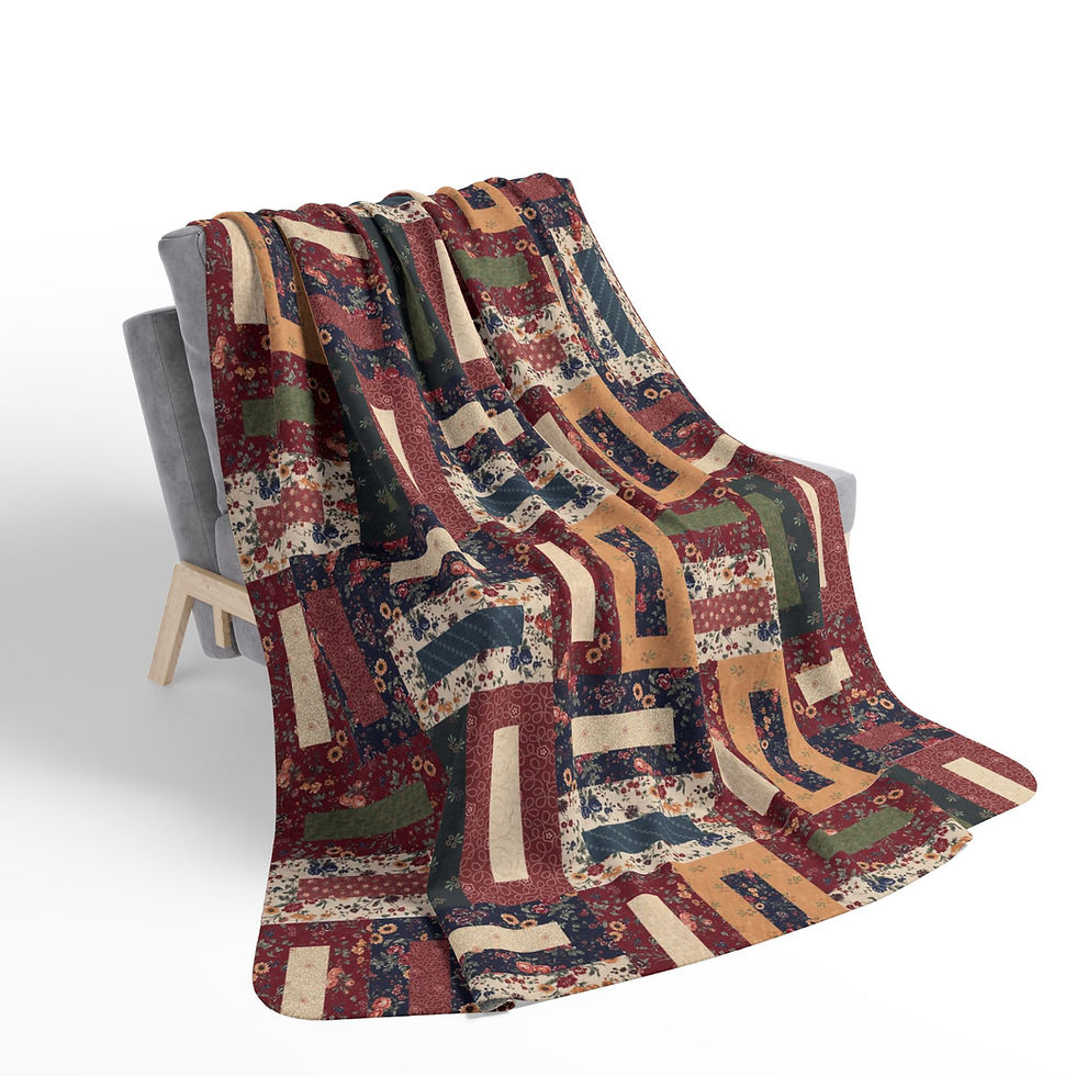 Thumbnail: Cozy blanket draped over a chair, featuring Colorful 3D Squares - Fleece Sherpa Blanket