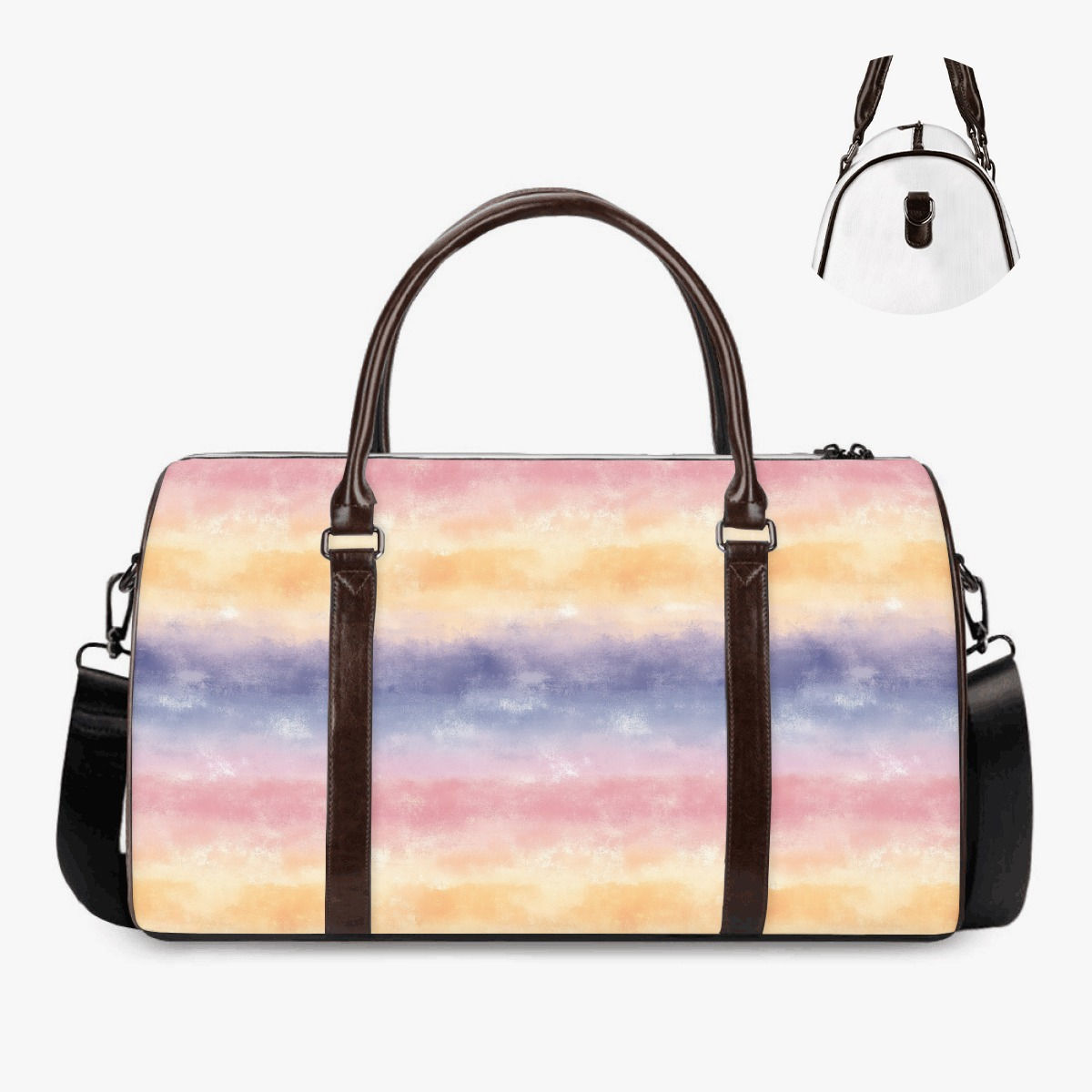 Duffle Bag with Soft watercolor pastel stripes