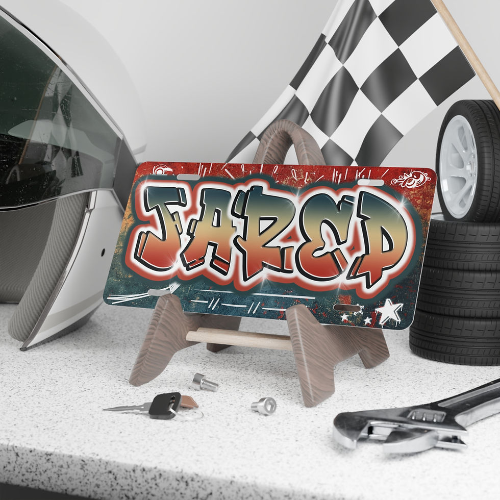 Thumbnail: JARED  Personalized Vanity Plate wAirbrush Effect, Custom Car Decor