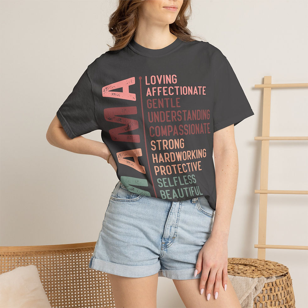 Thumbnail: Mama Traits Vertical Typography T-Shirt — Loving, Strong Mom Gift