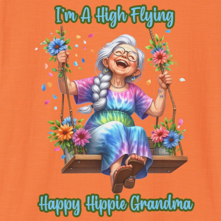 High Flying Happy Hippie Grandma, Unisex Softstyle T-Shirt