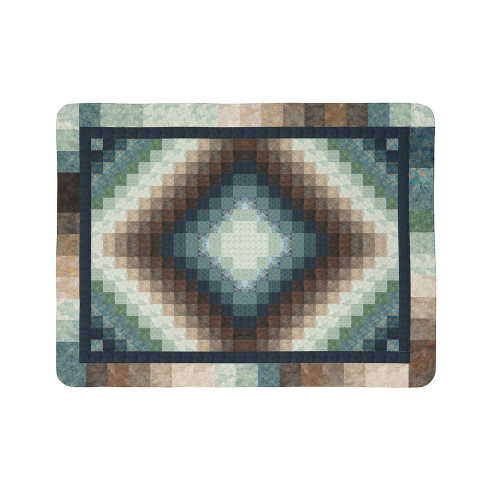 Thumbnail: Gradient Squares (Beige Green) - Fleece Sherpa Blanket