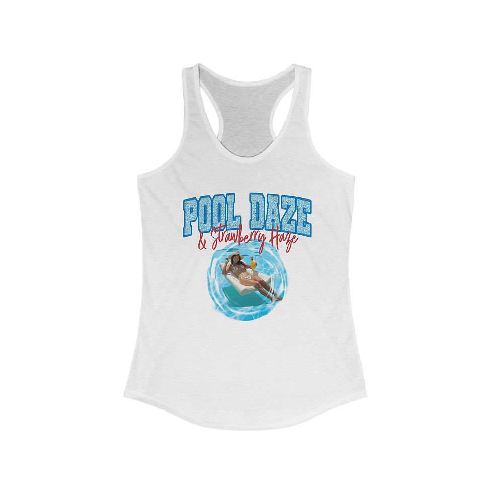 Thumbnail: White tank top with Pool Daze and a woman swimming illustration.