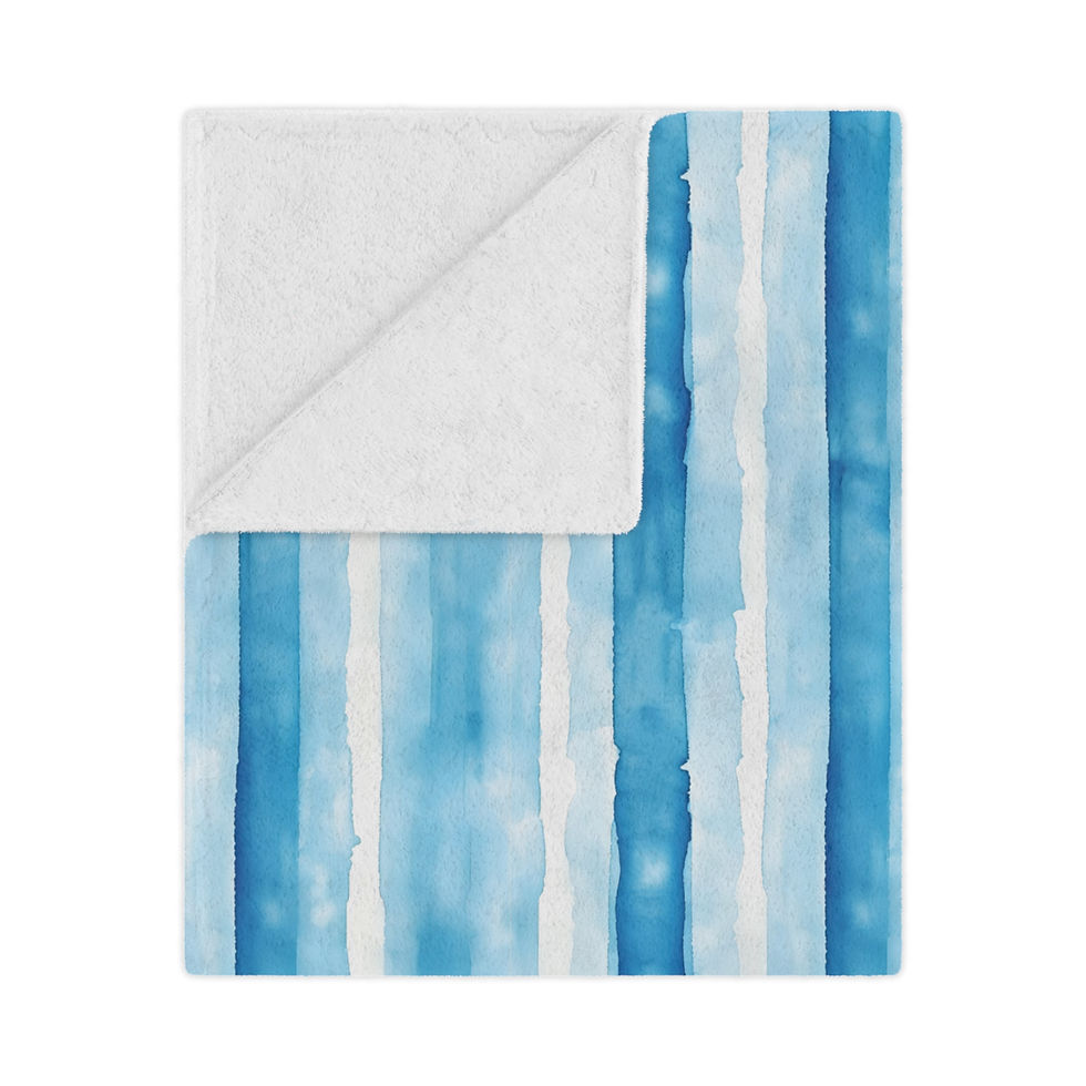 Thumbnail: Blue striped blanket with white background. Personalized Velveteen Plush Blanket, Custom Baby Blanket, Soft Plush Throw.