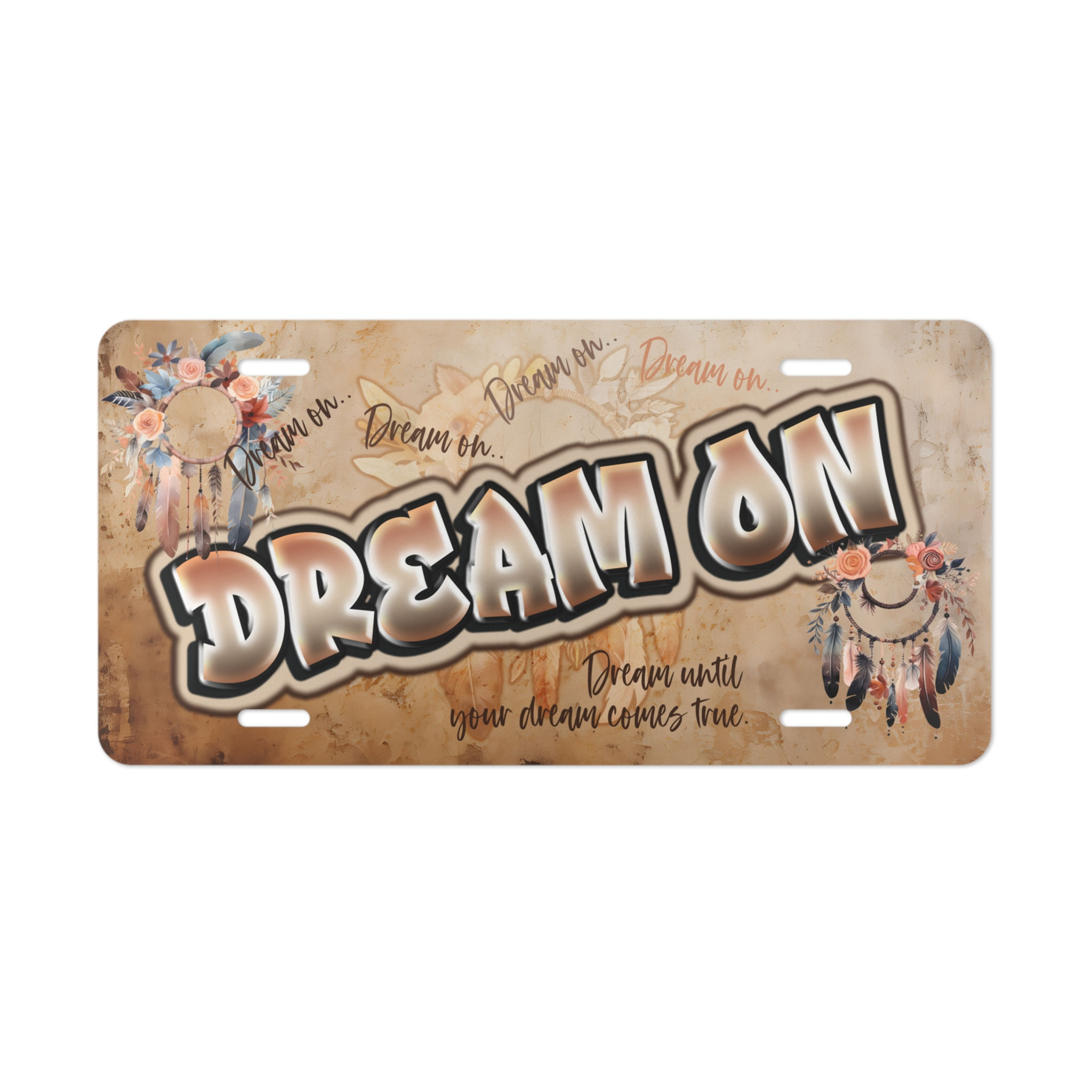 Dream On Decorative Vanity Plate — Boho Dreamcatcher License Plate