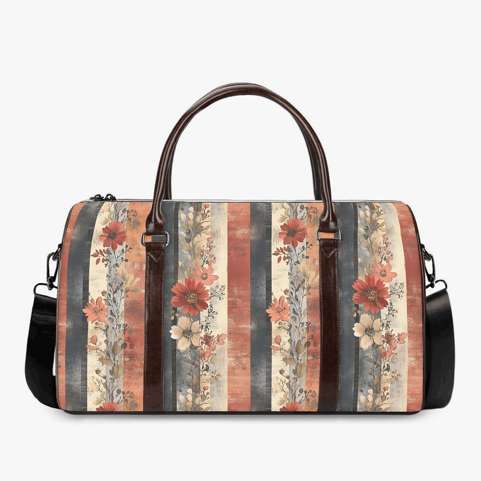 Thumbnail: Duffle Bag with Rustic Boho Floral Pattern