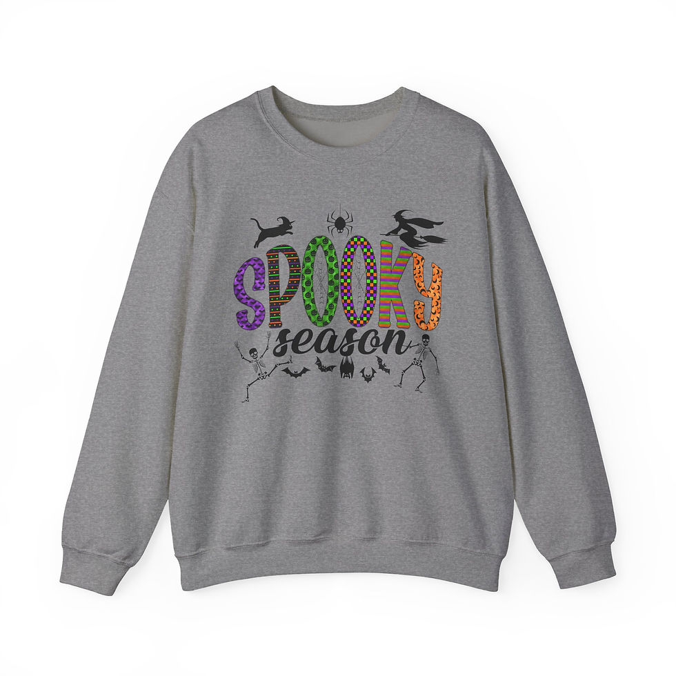 Thumbnail: Grey Spooky Season sweatshirt. Bubble Toil and Trouble Crewneck Unisex Sweatshirt, Halloween Party Wear.
