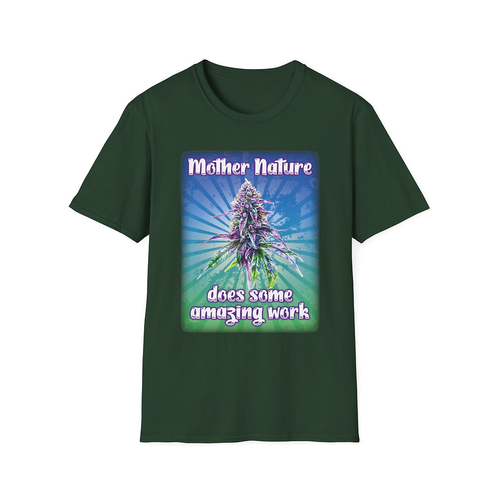 Thumbnail: Green T-shirt with the text Mother Nature does some amazing work.