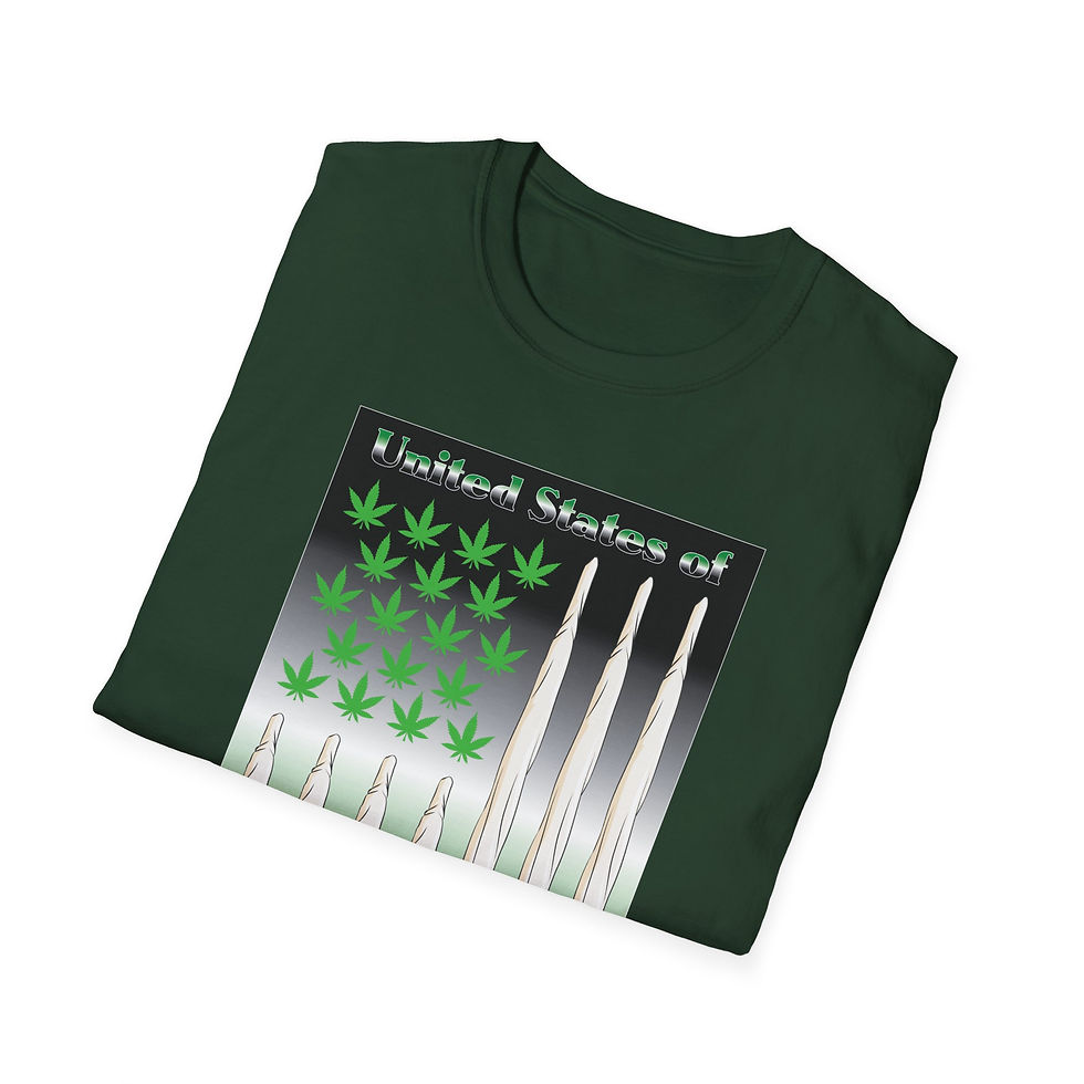 Thumbnail: Green t-shirt with United States of marijuana leaves design