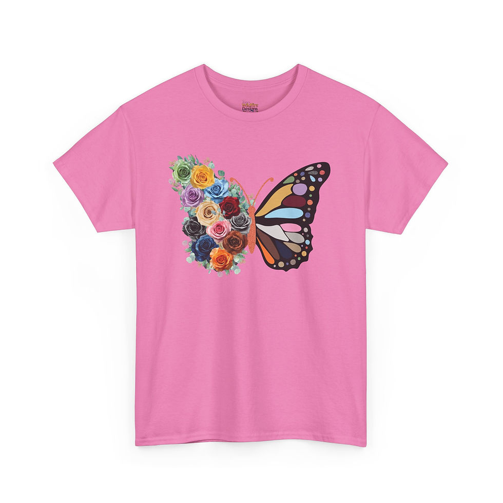 Thumbnail: Butterfly Floral Tee — Colorful Half-Flower, Half-Butterfly Graphic T-Shirt