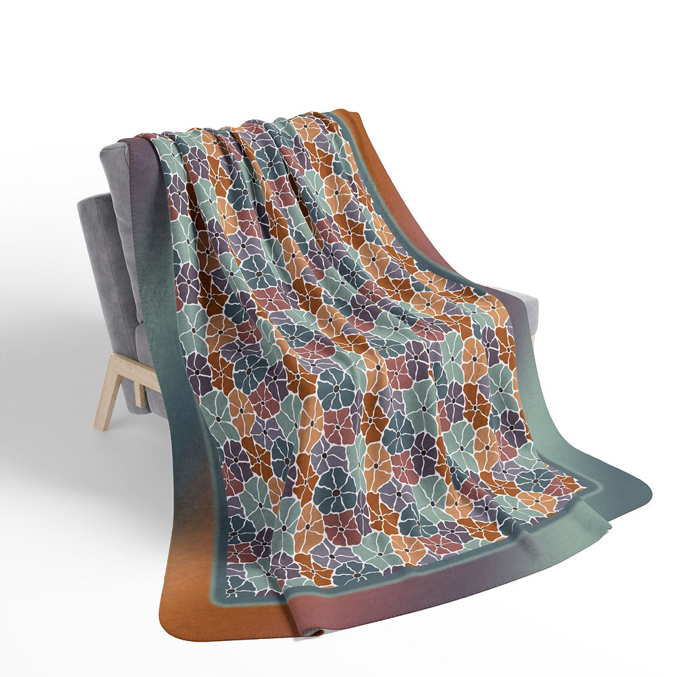 Thumbnail: Boho Burgundy Gold Green Floral - Fleece Sherpa Blanket