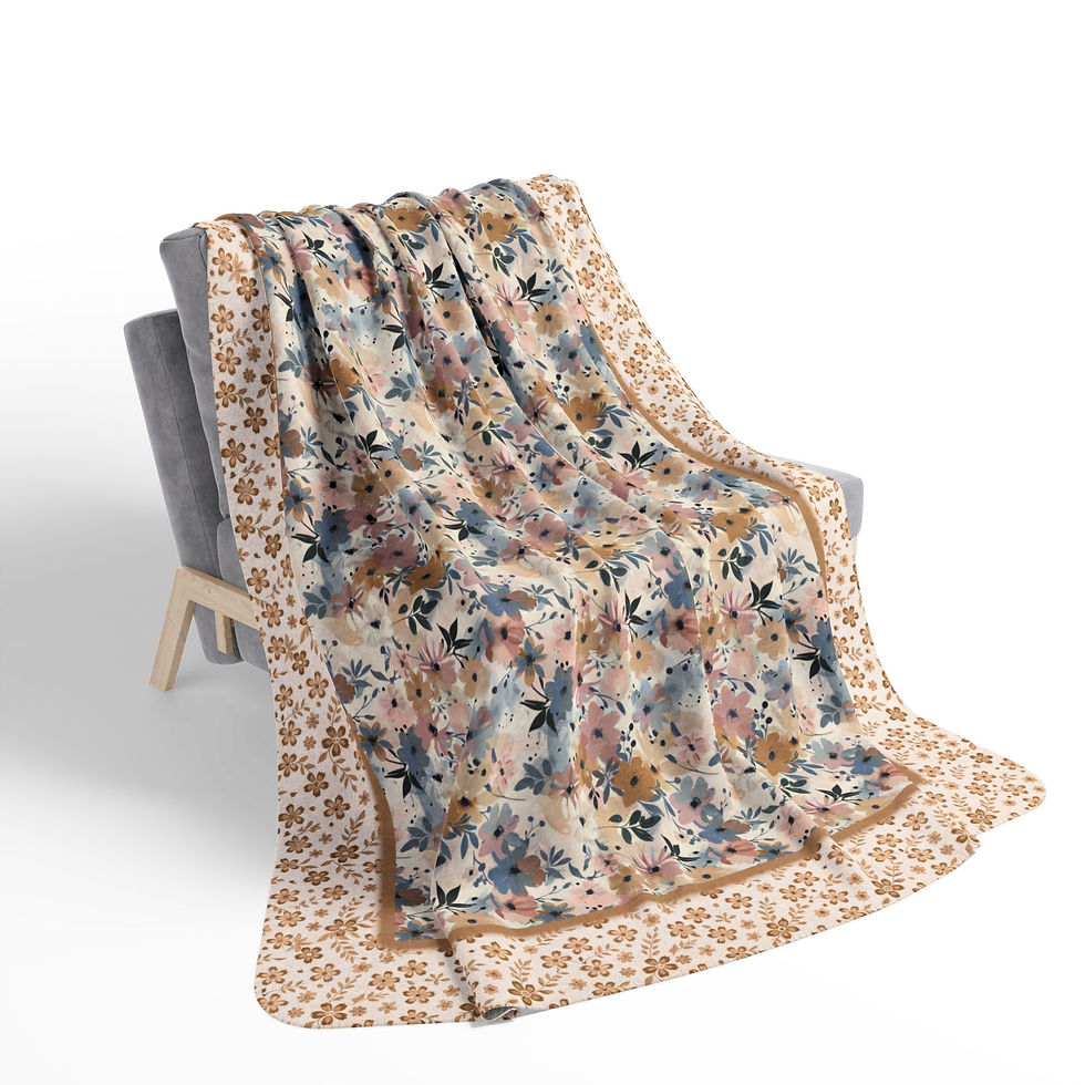 Thumbnail: Garden of Gold and Blue - Fleece Sherpa Blanket