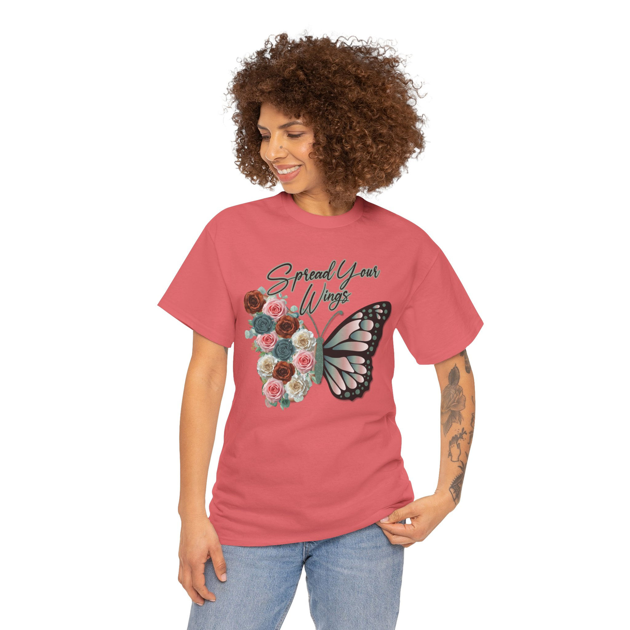 Spread Your Wings Butterfly Floral Tee — Inspirational Women’s Graphic T-Shirt