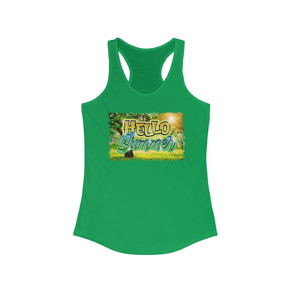 Thumbnail: Green tank top with "HELLO SUMMER" graphic, sunny outdoor scene.