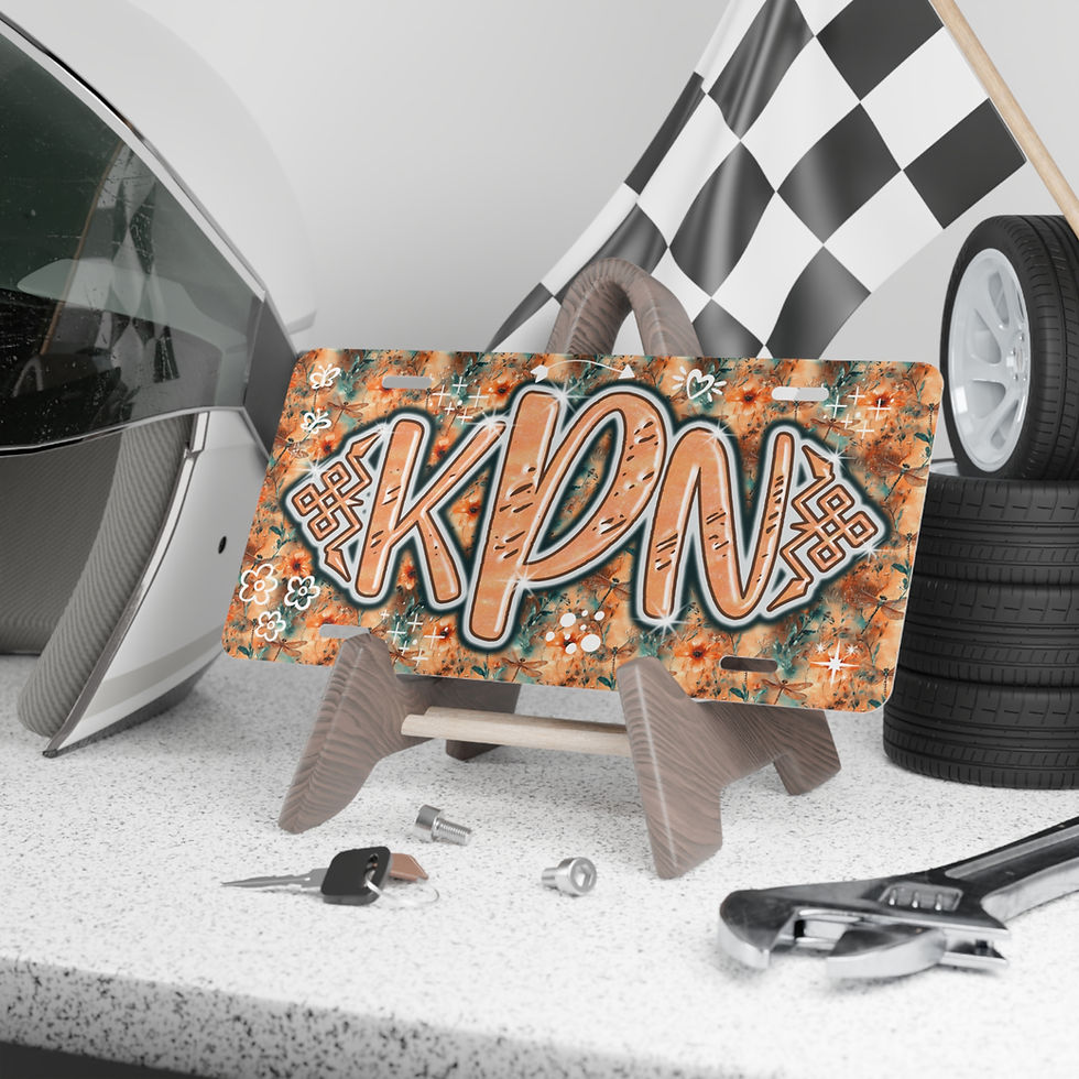 Thumbnail: KNP Custom Floral Orange Grunge Monogram Vanity Plate