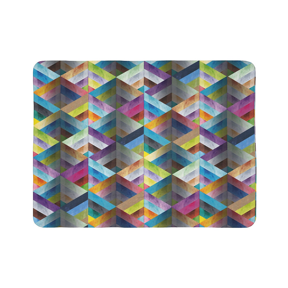 Thumbnail: Geometric pattern colorful blanket, vibrant colors and design, for home decor needs.