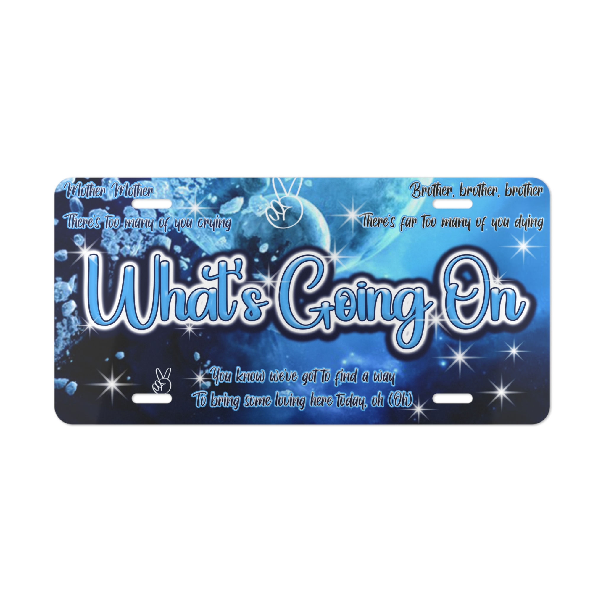 What's Going On Blue Graphic Vanity Plate - Decorative License Plate for Cars