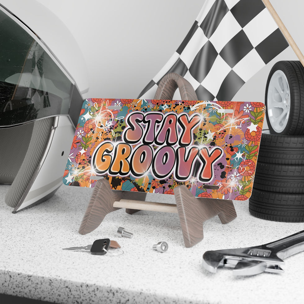 Thumbnail: Sign that says Stay Groovy and car accessories in the background.