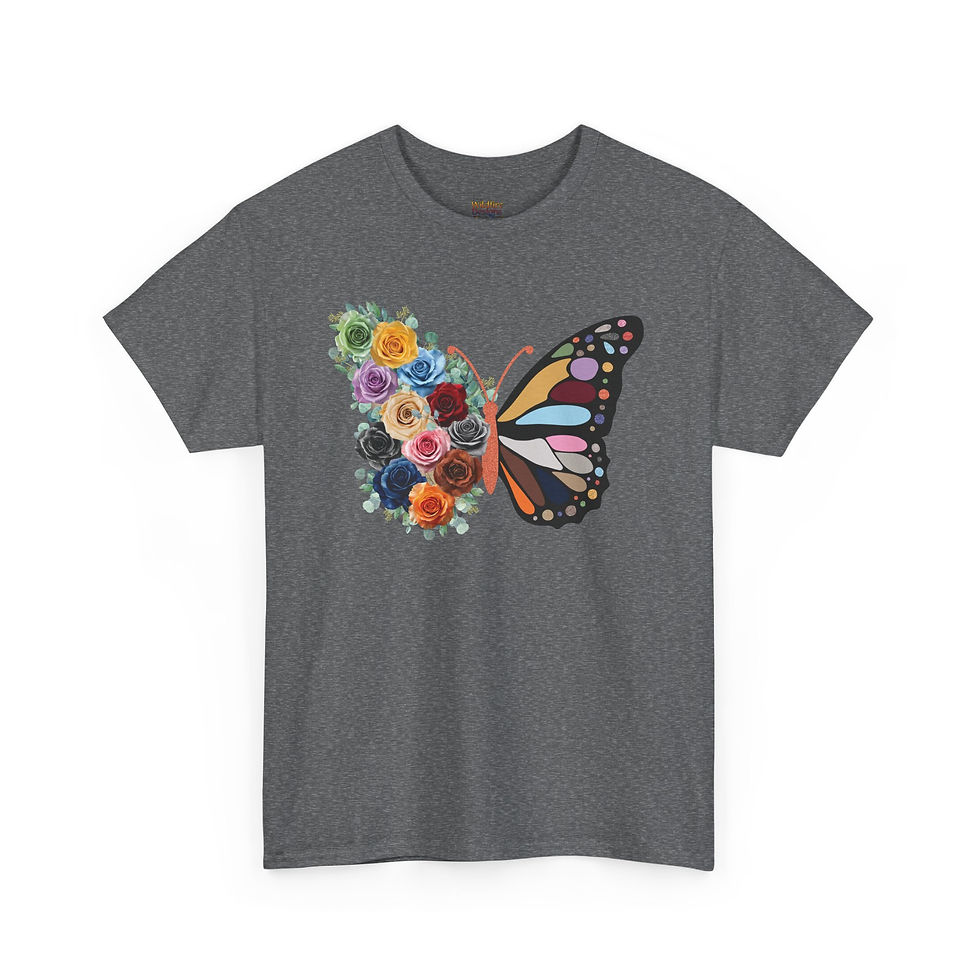Thumbnail: Butterfly Floral Tee — Colorful Half-Flower, Half-Butterfly Graphic T-Shirt