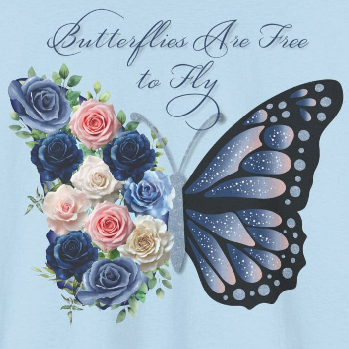 Butterfly Floral Tee — “Butterflies Are Free to Fly” Graphic T-Shirt