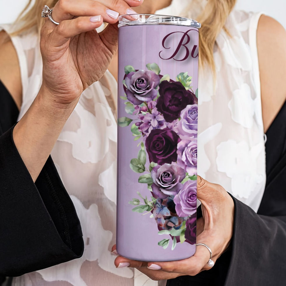 Thumbnail: 20OZ Skinny Tumbler -  Lavender Plum Floral Butterfly