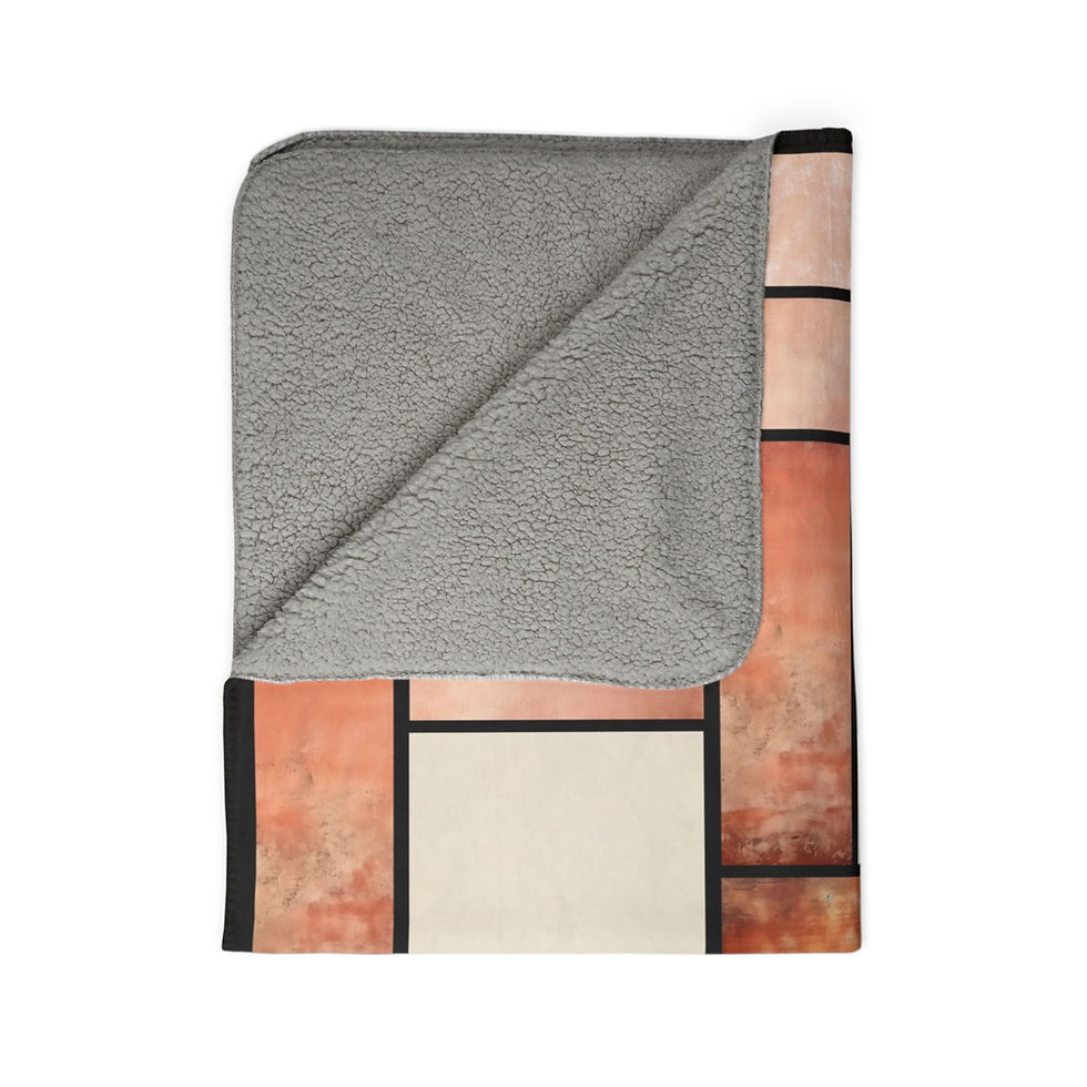Thumbnail: Abstract art Fleece Sherpa Blanket with Wine Green Bee Hexagons design.