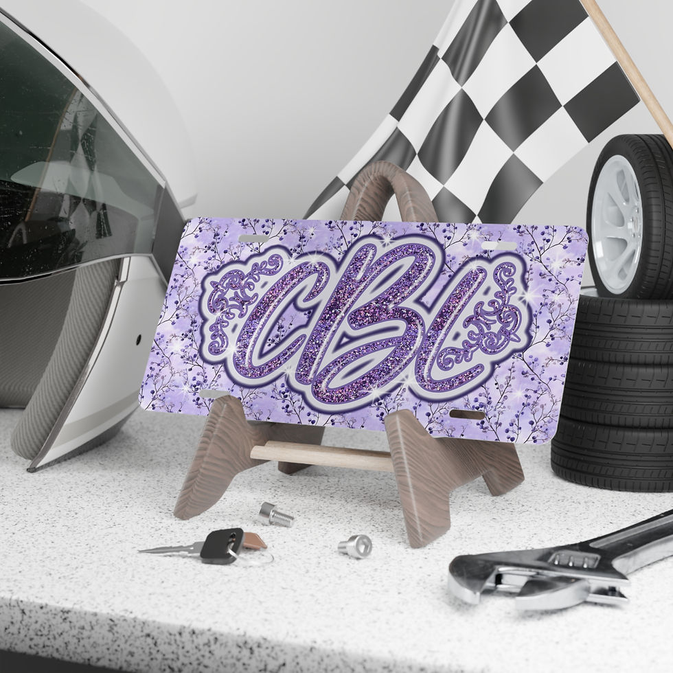 Thumbnail: CLB Purple Glitter Monogram Vanity Plate — Personalized CBL License Tag