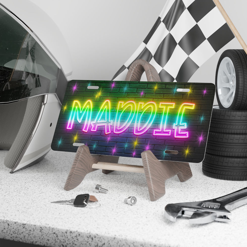 Thumbnail: MADDIE Personalized Vanity Plate wAirbrush Effect, Custom Car Decor