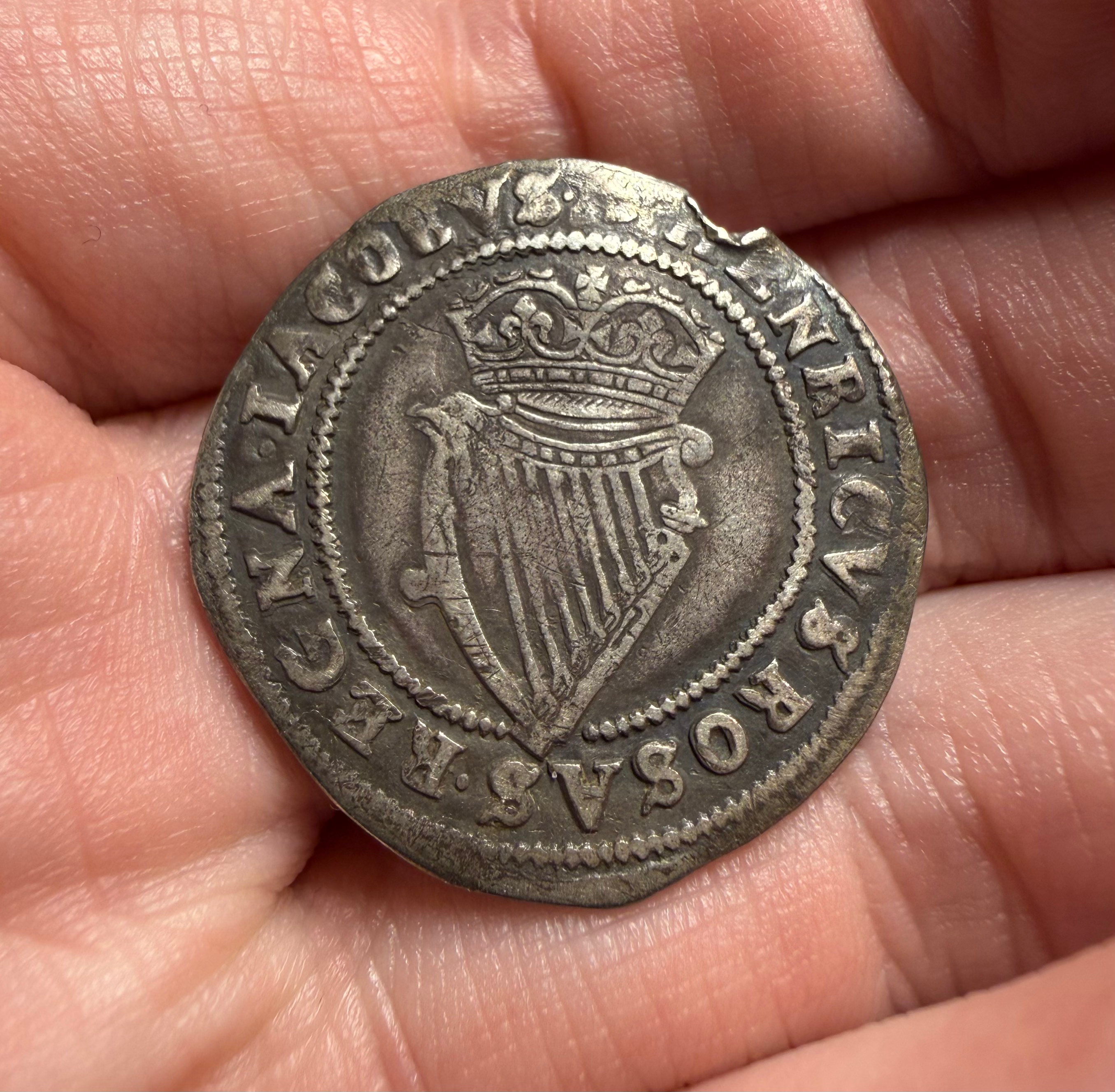James I Irish Shilling hammered 