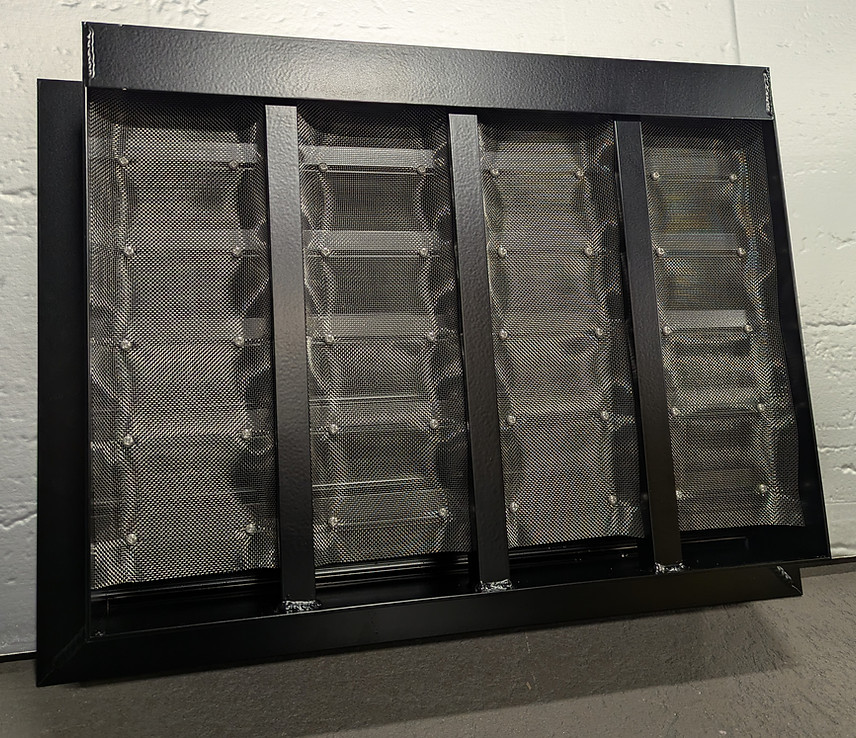 WL75 Security Weather Louvre Surface Frame with Insect Mesh - Polyester Powder Coated Black